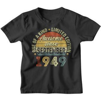 73 Years Old Gift 73Rd Birthday Awesome Since September 1949 Youth T-shirt - Thegiftio UK