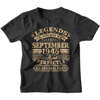 77 Years Old Gifts Legends Were Born In September 1945 Youth T-shirt - Thegiftio UK