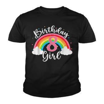 8 Years Old Birthday Girl Rainbow For Girls 8Th Birthday Youth T-shirt - Thegiftio UK