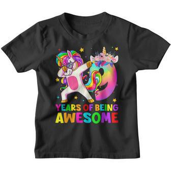9 Years Old Unicorn Dabbing 9Th Birthday Girl Unicorn Party Youth T-shirt - Thegiftio UK