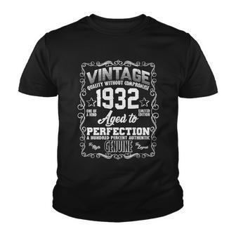 90Th Birthday Vintage 1932 Aged To Perfection Genuine Youth T-shirt - Monsterry DE