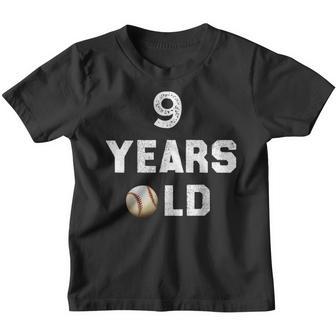 9Th Birthday Baseball Big Number Nine 9 Year Old Boy Girl V4 Youth T-shirt - Thegiftio UK