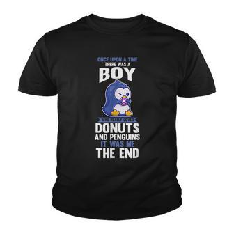 A Boy Who Loved Penguins And Donuts Youth T-shirt - Thegiftio UK