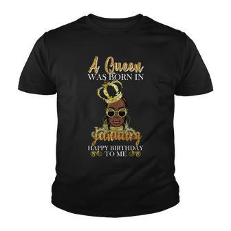 A Queen Was Born In January Happy Birthday Graphic Design Printed Casual Daily Basic Youth T-shirt - Thegiftio UK