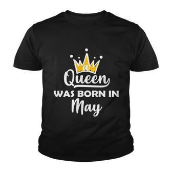 A Queen Was Born In May Birthday Graphic Design Printed Casual Daily Basic Youth T-shirt - Thegiftio UK