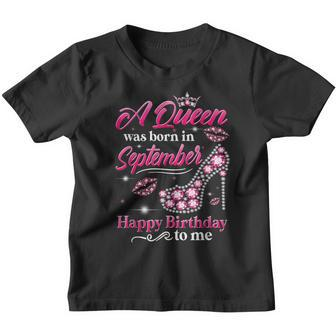 A Queen Was Born In September Birthday To Me Diamond Crown Youth T-shirt - Thegiftio UK