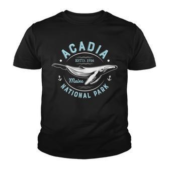 Acadia National Park T Maine Vintage Whale Watching Youth T-shirt - Thegiftio UK