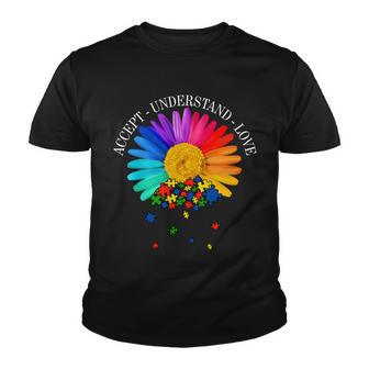 Accept Understand Love Autism Sunflower Tshirt Youth T-shirt - Monsterry