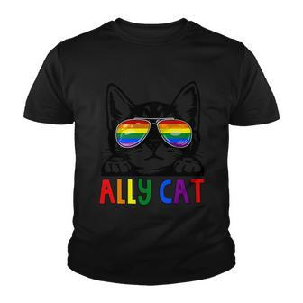Ally Cat Lgbt Gay Rainbow Pride Flag Pride Month Youth T-shirt - Monsterry DE