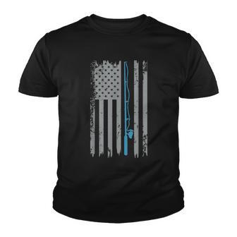 American Flag Fishing Shirt Vintage Fishing Youth T-shirt - Thegiftio UK