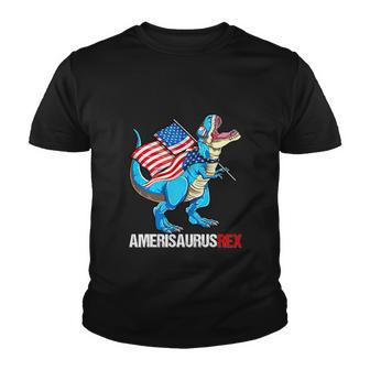 American Flag Funny 4Th Of July T Rex Dinosaur Youth T-shirt - Monsterry