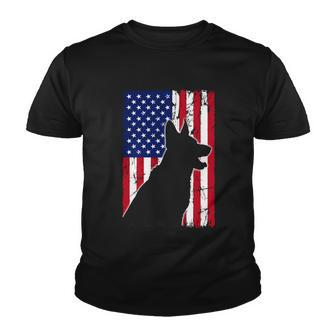 American Flag German Shepherd Dog Dad Mom Puppy Patriotic Gift Youth T-shirt - Monsterry AU