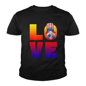 American Flag Gnome Shows Love Patriotic Heart 4Th Of July Gift Youth T-shirt - Monsterry UK