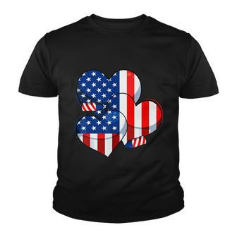 American Flag Heart 4Th Of July Usa Patriotic Pride Youth T-shirt - Monsterry AU