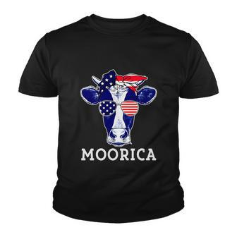 American Flag Patriotic Cow 4Th Of July Youth T-shirt - Monsterry AU