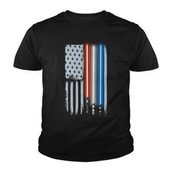 American Lightsaber Flag Tshirt Youth T-shirt - Monsterry