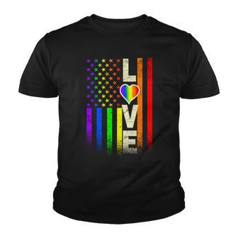 American Love Gay Pride Rainbow Flag Tshirt Youth T-shirt - Monsterry AU