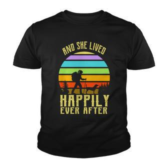 And She Lived Happily Ever After Hiking Youth T-shirt - Monsterry UK