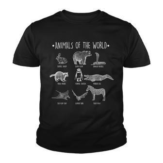 Animals Of The World Funny Wildlife Tshirt Youth T-shirt - Monsterry
