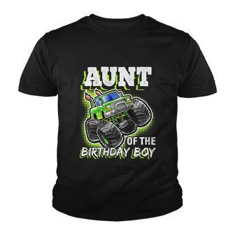 Aunt Of The Birthday Boy Monster Truck Birthday Gift Youth T-shirt - Monsterry DE