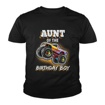 Aunt Of The Birthday Boy Monster Truck Birthday Gift Youth T-shirt - Monsterry DE
