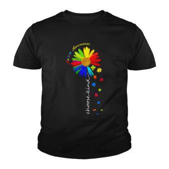 Autism Awareness Choose Kind Sunflower Puzzle Youth T-shirt - Thegiftio UK