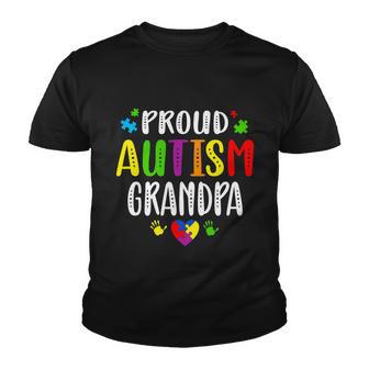 Autism Awareness Proud Autism Grandpa Hand Heart Puzzle Men Youth T-shirt - Thegiftio UK
