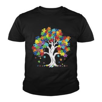 Autism Awareness Puzzle Piece Tree Youth T-shirt - Monsterry
