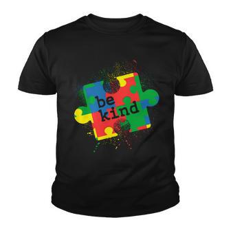 Autism Be Kind Puzzle Piece Splatter Youth T-shirt - Monsterry UK