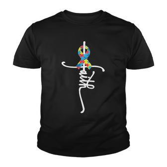 Autism Faith Puzzle Ribbon Tshirt V2 Youth T-shirt - Monsterry