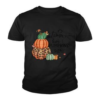 Autumn Leaves Pumpkins Please Thanksgiving Quote V2 Youth T-shirt - Monsterry UK