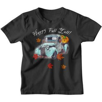 Autumn Quote Happy Fall Yall Cute Old Truck & Pumpkins Fall Youth T-shirt - Thegiftio UK
