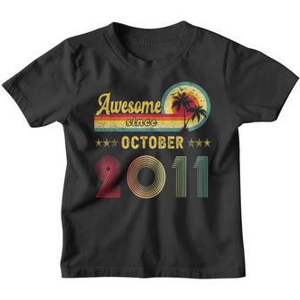 Awesome Since October 2011 11Th Birthday 11 Year Old Gifts Youth T-shirt - Thegiftio UK