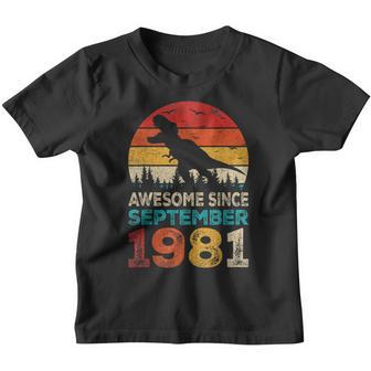 Awesome Since September 1981 41St Birthday Boy Dinosaur Youth T-shirt - Thegiftio UK