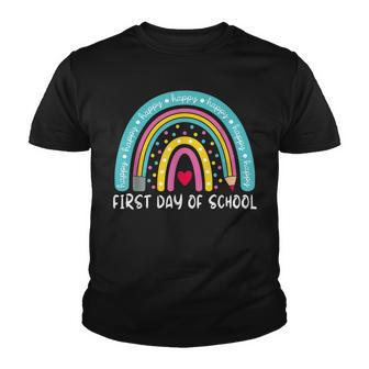 Back To School Funny Rainbow Happy First Day Of School Youth T-shirt - Thegiftio