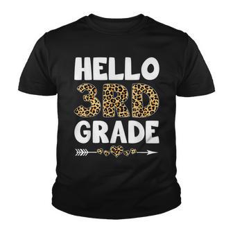 Back To School Hello 3Rd Grade Third Grade Leopard Teacher Youth T-shirt - Thegiftio UK
