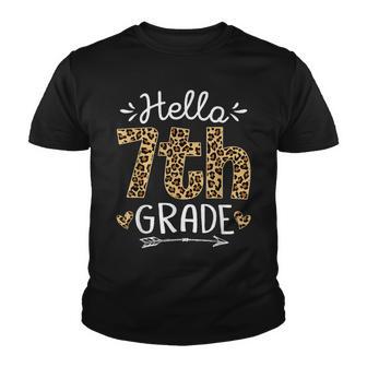 Back To School Hello Seventh Grade 7Th Grade Leopard Teacher Youth T-shirt - Thegiftio UK