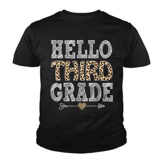Back To School Hello Third Grade 3Rd Grade Leopard Teacher Youth T-shirt - Thegiftio UK