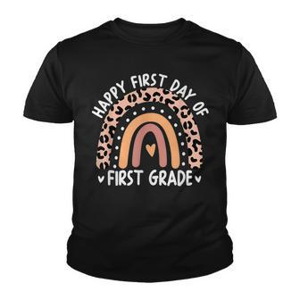 Back To School Rainbow Happy First Day Of First Grade Youth T-shirt - Thegiftio UK