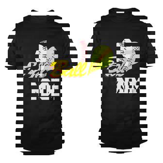 Ball Mom Heart Baseball Fan Youth T-shirt - Monsterry
