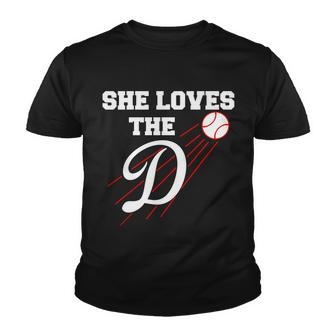 Baseball She Loves The D Los Angeles Tshirt Youth T-shirt - Monsterry