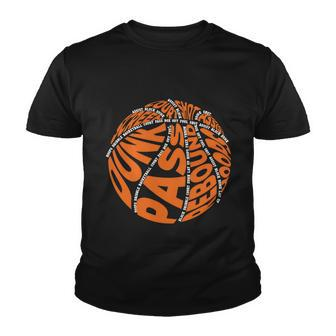 Basketball Gift For Boys Girls Word Cloud Youth T-shirt - Monsterry