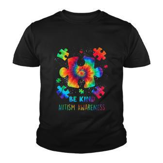 Be Kind Puzzle Pieces Tie Dye Cute Autism Awareness Youth T-shirt - Monsterry DE