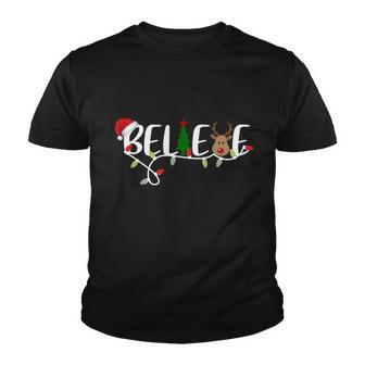 Believe Santa Claus Reindeer Christmas Festive Youth T-shirt - Thegiftio UK