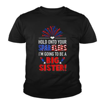 Big Sister Sparkler 4Th Of July Pregnancy Announcement V2 Youth T-shirt - Seseable