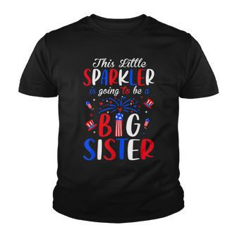 Big Sister Sparkler 4Th Of July Pregnancy Announcement Youth T-shirt - Seseable