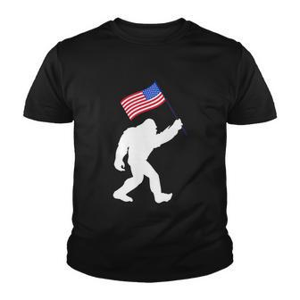 Bigfoot With American Flag Funny 4Th Of July Meaningful Gift Youth T-shirt - Monsterry CA