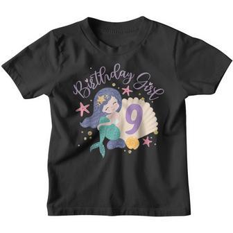 Birthday Girl 9Th Birthday Mermaid Girl 9 Years Old V2 Youth T-shirt - Thegiftio UK