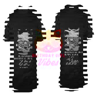 Birthday Girl Vibes Colorful Funny Cat Kitty Leopard Eyes Girls Youth T-shirt - Monsterry