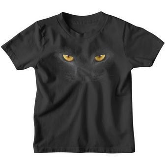 Black Cat Face Yellow Eyes Funny Cat Halloween Costume Gifts Youth T-shirt - Thegiftio UK